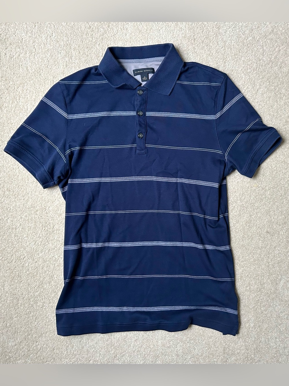 Banana Republic Navy Polo with White Stripe Accents